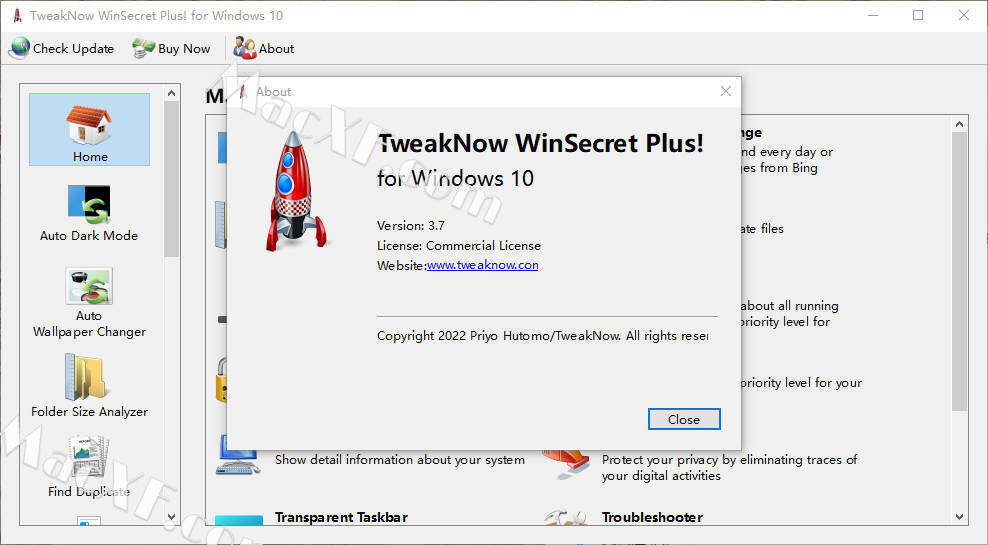 TweakNow WinSecret Plus! for Windows 11 and 10 4.9 free instals