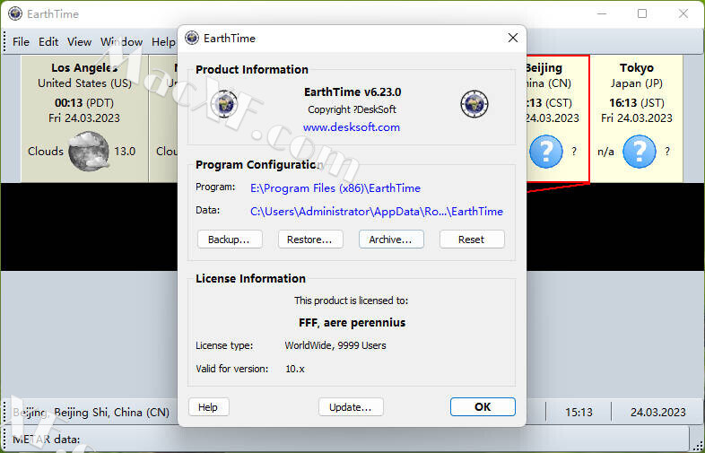 EarthTime 6.24.5 for windows instal free